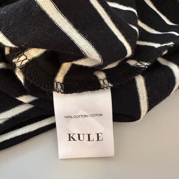 NWT KULE Baha Black and Cream Striped Short Sleeve Top | Size XS - Picture 9 of 9